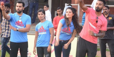 Saiyami Kher, Rohit Sharma, KL Rahul at Adidas Uprising 3.0 race!