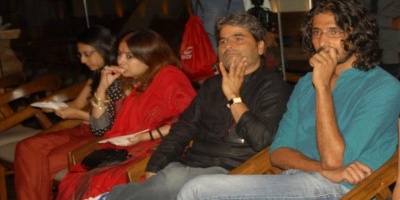 Abhishek Chaubey with Vishal Bhardwaj and Rekha Bhardwaj